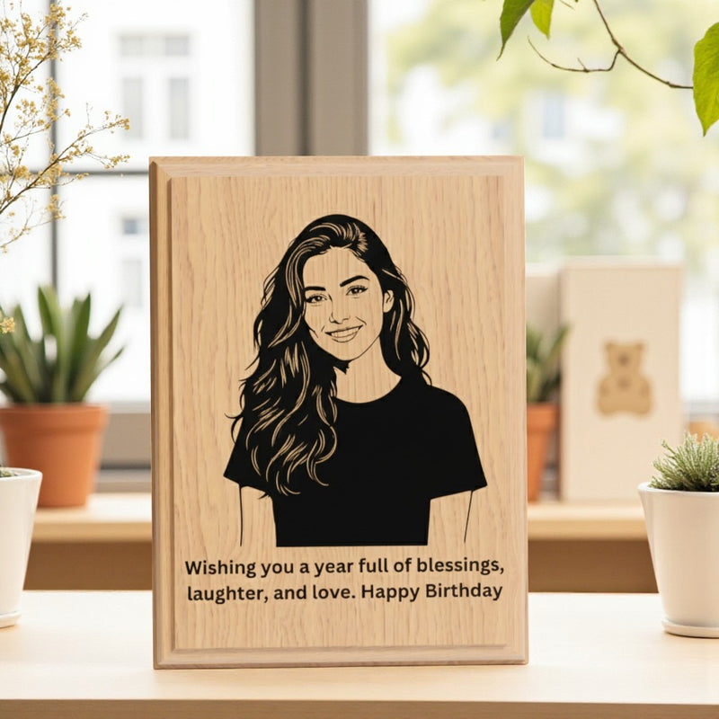 Engraved Wooden Photo Frame (6x8 Inches) – Custom Picture & Message Engraved.