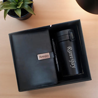 Customized 3 in 1 Corporate Gift Set which includes Diary, Tumbler & Metal Pen.